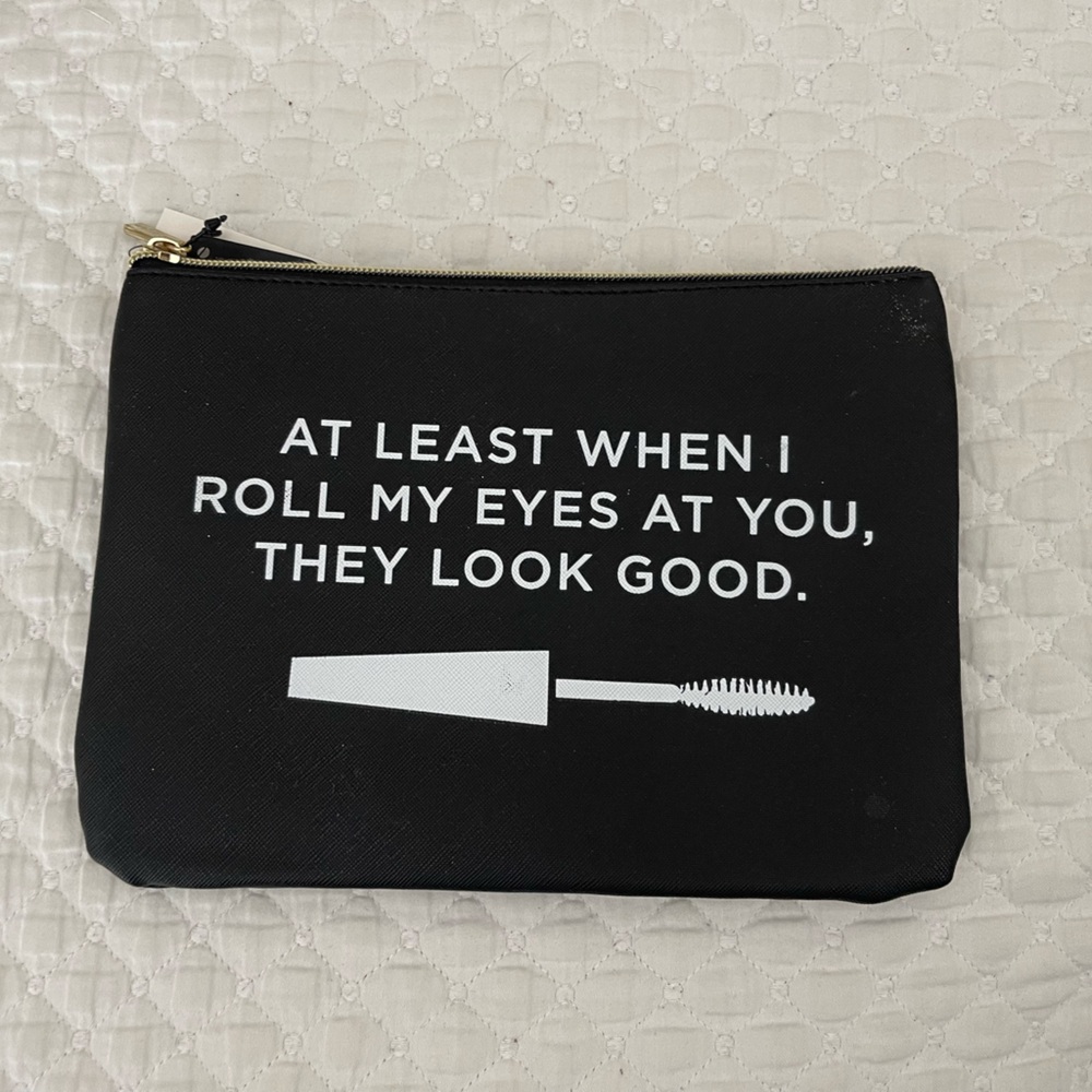Black Zipper Pouch with Quirky Quote 9x6.5 in